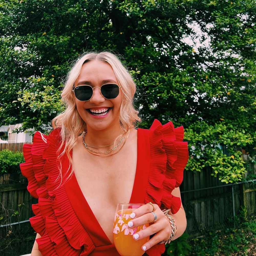 Ina Red Ruffle V-Neck Jumpsuit - Picture 4 of 6